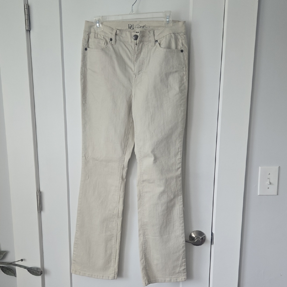 DG2 by Diane Gilman Cream Flare Wide Leg Jeans